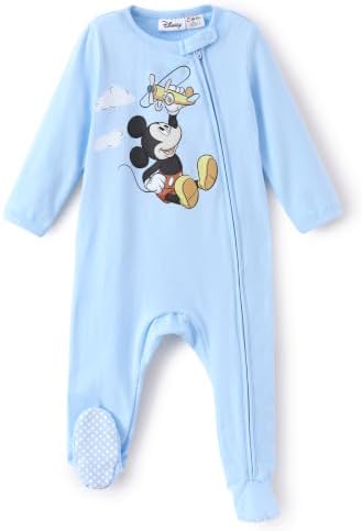 Disney Baby Boys Zip One-Piece Non-Slip Footie Romper by Disney