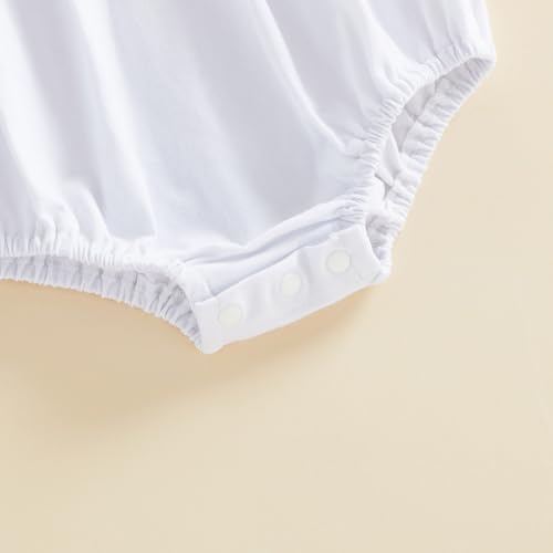 Newborn Baby Boy Girl Clothes Short Sleeve Solid Bubble Romper Doll Collar - Image 7
