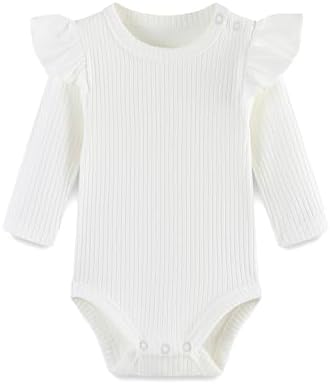 Baby Girl Knit Ruffle Outfit Clothes Ribbed 100% Organic Cotton Solid Color by Unknown