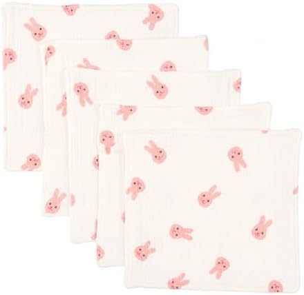 5-Pack 100% Cotton Muslin Baby Washcloths 10"X10", Bunny | Ultra Soft Absorbent by Unknown