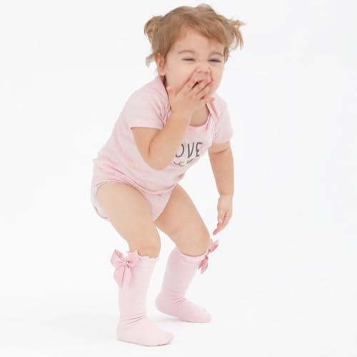 Baby Knee High Socks Infant Toddler Bow Ruffled Cotton Long Socks Stockings - Image 5