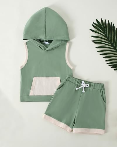 SANMIO Toddler Boy Clothes Summer Outfits Hoodie Tank Tops and Shorts Set - Image 5