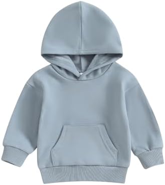 Toddler Baby Boy Girl Hoodies Solid Color Long Sleeve Kangaroo Pocket Hooded by Unknown