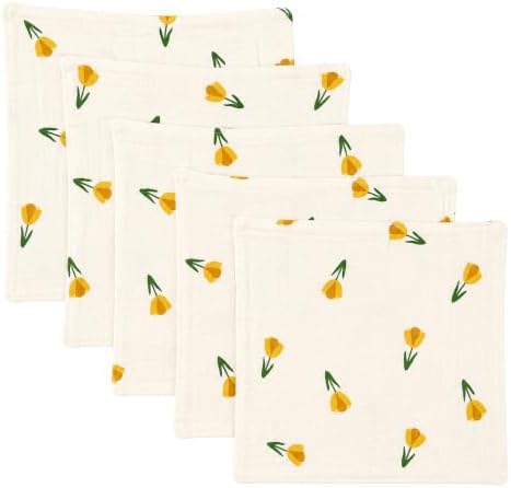 5-Pack 100% Cotton Muslin Baby Washcloths 10"X10", Quick Drying, Lightweight by Unknown