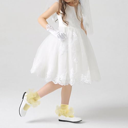 Girls Ruffle Socks Double Lace Turn Cuff Frilly Church Dress Socks - Image 2