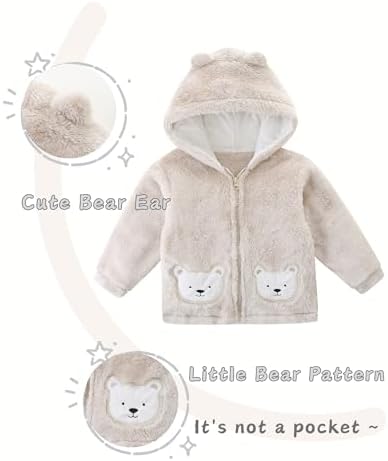 Unisex Baby Fleece Jacket Winter Sherpa Lined Hoodie - Image 3