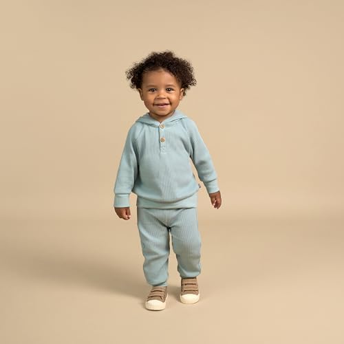 Modern Moments by Gerber Baby Girls Mini-Waffle 2 Piece Hoodie and Pant Set - Image 5