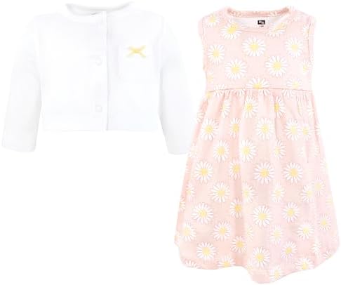 Hudson Baby Infant and Toddler Girls Cotton Dress and Cardigan Set - Image 3