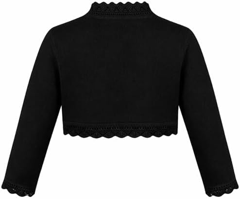 Lilax Little Girls' Knit Long Sleeve Button Closure Bolero Cardigan Shrug - Image 2