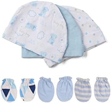 MAMIMAKA Baby Hat and Mittens Set Newborn Baby Hats Caps by MAMIMAKA