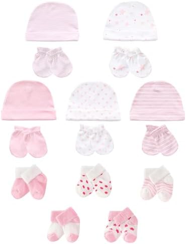 Baby Hats Mittens and Socks Set Soft Cotton Newborn Hat Glove by ZAVBABY