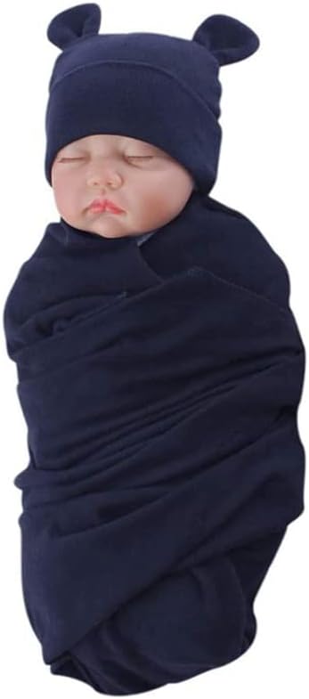 Unisex Baby Swaddle Wrap with Hat Set - Image 2