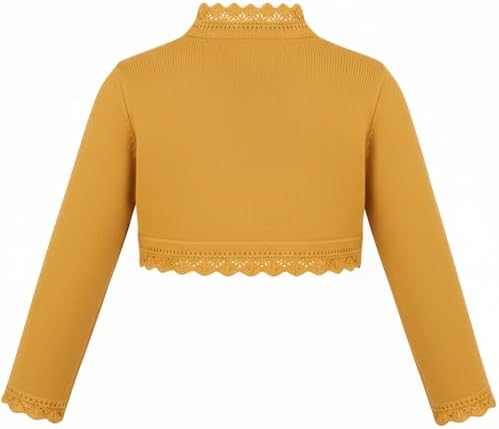 Lilax Little Girls' Knit Long Sleeve Button Closure Bolero Cardigan Shrug - Image 2