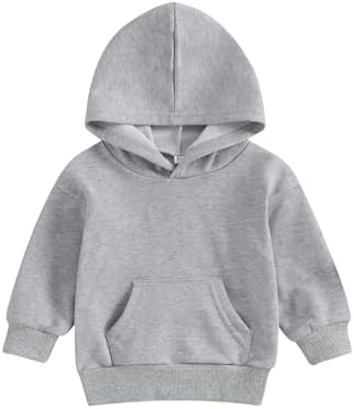 Toddler Baby Boy Girl Hoodies Solid Color Long Sleeve Kangaroo Pocket Hooded by Unknown