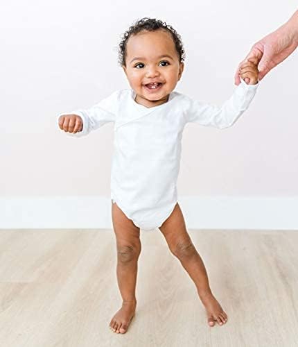 Baby Side Snap Kimono Bodysuit Set, Mitten Cuffs, 100% Cotton, Boy Girl - Image 6