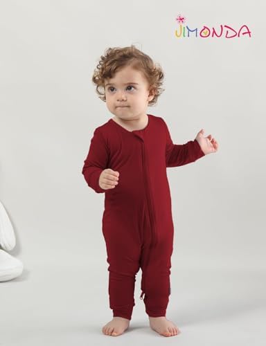 Jimonda Baby Romper Boys Girls Bamboo Pajamas 2-Way Zipper Footless Unisex Long - Image 4