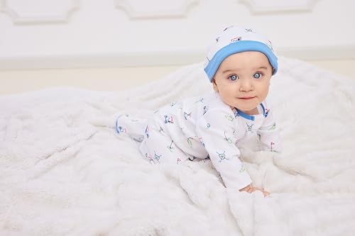 Little Me Baby Boy Clothes 2-Piece Baby Sleeper and Cap Set, 100% Cotton - Image 3