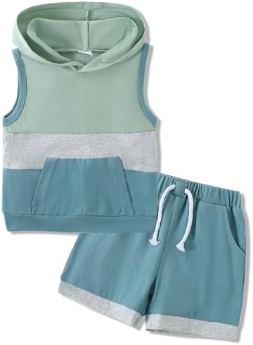 SANMIO Toddler Boy Clothes Summer Outfits Hoodie Tank Tops and Shorts Set by SANMIO
