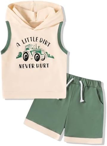 SANMIO Toddler Boy Clothes Summer Outfits Hoodie Tank Tops and Shorts Set by SANMIO