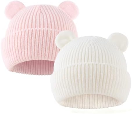 Bear Baby Beanie Knitted Baby Winter Hat Infant Toddler Boys Girls Beanie - Image 2