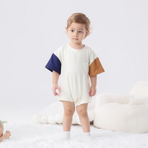 Bafeicao Baby Boy Girl Bubble Romper T Shirt Newborn Bodysuit | Color Block - Image 6