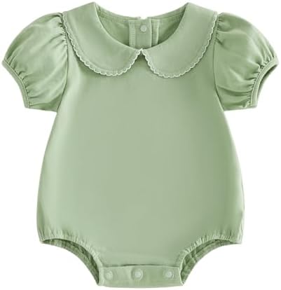 Baby Boy Girl Bubble Romper Short Sleeve Collar Summer Bodysuit by Merqwadd
