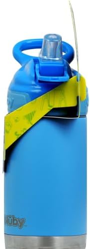 Nuby Thirsty Kids No Spill Flip-It Reflex Stainless Steel Travel Cup or Water Bottle - 10 Oz - 18+ Months - Blue - Back to School Essentials (Pack of 12)