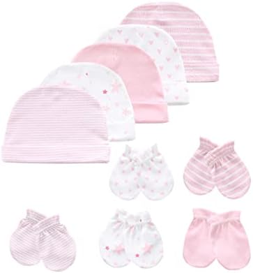 MAMIMAKA Baby Hat and Mittens Set Newborn Baby Hats Caps by MAMIMAKA