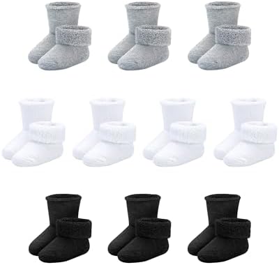 Baby Socks Newborn Terry Cotton Ankle Crew Socks 0-3 Months Girls Preemie Turn by CoziwillSocks