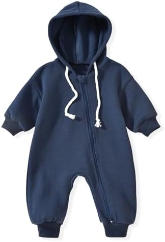 Unutiylo Unisex Baby Boys Girls Long Sleeve Infant Baby Zipper Hooded Jumpsuits by Unutiylo