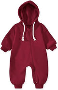Unutiylo Unisex Baby Boys Girls Long Sleeve Infant Baby Zipper Hooded Jumpsuits by Unutiylo