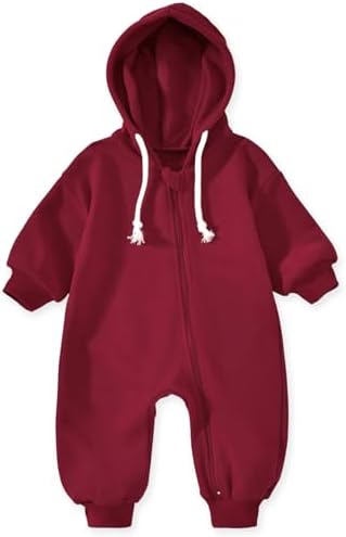 Unutiylo Unisex Baby Boys Girls Long Sleeve Infant Baby Zipper Hooded Jumpsuits by Unutiylo