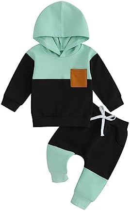 Infant Baby Boy Fall Winter Clothes Outfit Hooded Long Sweatshirt Pant Set by LIOMENGZI