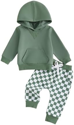 Infant Baby Boy Fall Winter Clothes Outfit Hooded Long Sweatshirt Pant Set by LIOMENGZI