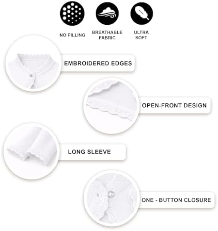 Lilax Little Girls' Knit Long Sleeve Button Closure Bolero Cardigan Shrug - Image 4