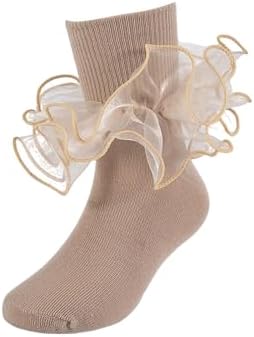 Girls Ruffle Socks Double Lace Turn Cuff Frilly Church Dress Socks by MKYSZLTSOCKS-EnjoyComfort