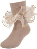 Girls Ruffle Socks Double Lace Turn Cuff Frilly Church Dress Socks by MKYSZLTSOCKS-EnjoyComfort