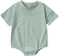 Baby Boy Girl Bubble Romper Infant Plain Oversize T-shirt Bodysuit by Merqwadd
