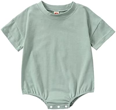 Baby Boy Girl Bubble Romper Infant Plain Oversize T-shirt Bodysuit by Merqwadd