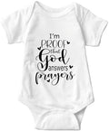 listery I'M Proof That God Answers Prayers Baby Bodysuit Baby Religious Infant by listery