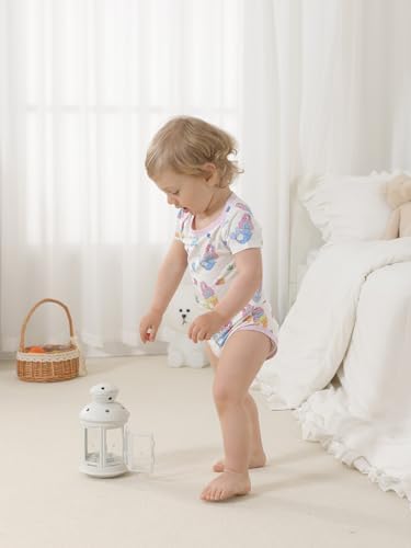 Kids Rayon of Bamboo Pajamas Set Short Sleeve Button Shorts Ages 0-24 - Image 4