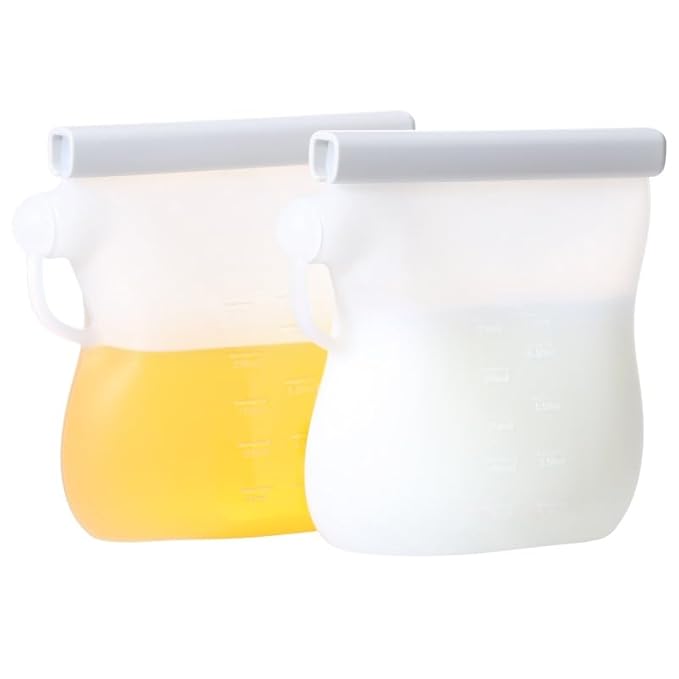 Kids Heroes Reusable Breastmilk Storage Bags, BPA-Free Food-Grade Silicone, Double Seal, Transparent, 8oz/240ml, Set of 5