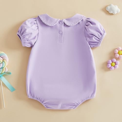 Baby Boy Girl Bubble Romper Short Sleeve Collar Summer Bodysuit - Image 3