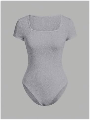 RoseSeek Girl's Short Sleeve Bodysuit Square Neck Leotard Tops 2 Pack - Image 4