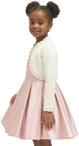 Lilax Little Girls' Knit Long Sleeve Button Closure Bolero Cardigan Shrug - Image 5