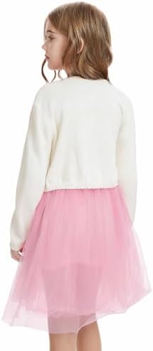 Girls Cardigan, Girls Bolero Shrug Sweater, Kids Knit Hollow Out Long Sleeve - Image 5