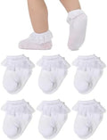 EPEIUS Baby Girl Ruffle Socks, Eyelet Frilly Lace Socks by EPEIUS