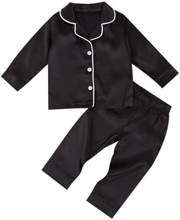 Kids Baby Girl Boy Satin Pajamas Set Button Down Sleep Shirt Top+Long Pants by SAYOO-Alljustforkids