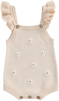 Baby Girl Summer Sleeveless Knit Sweater Romper by VSQWLZT