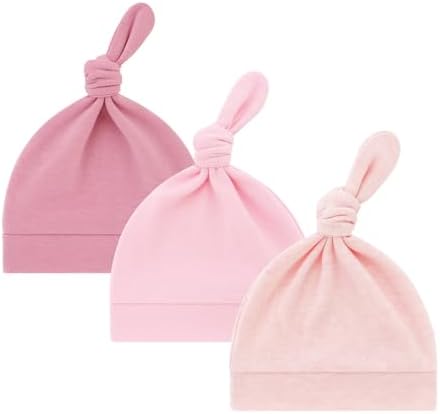 LAWKUL Cotton Baby Newborn Hats Set, 3 Pack, 0-6 Months by LAWKUL
